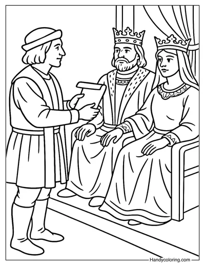 Columbus With Royal Letter Coloring Page
