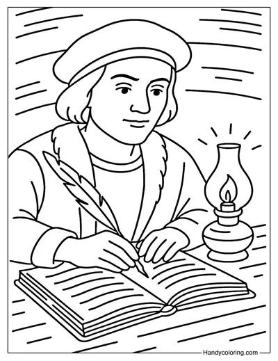 Columbus Writing Journal Coloring Page