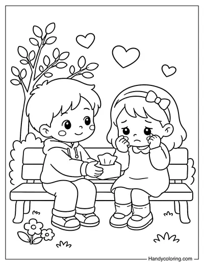 Comforting Sad Friend on Bench