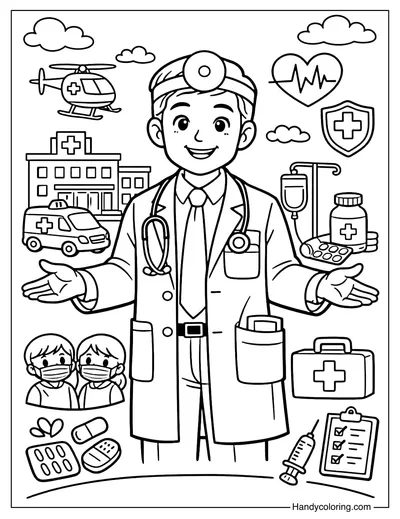 Community Doctor Coloring Page