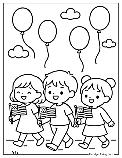 Community Parade Coloring Page