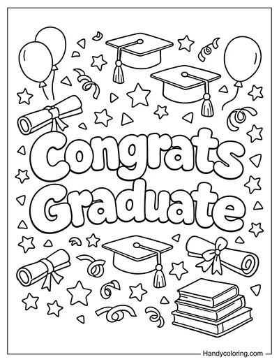Congrats Graduate Letters with Graduation Symbols