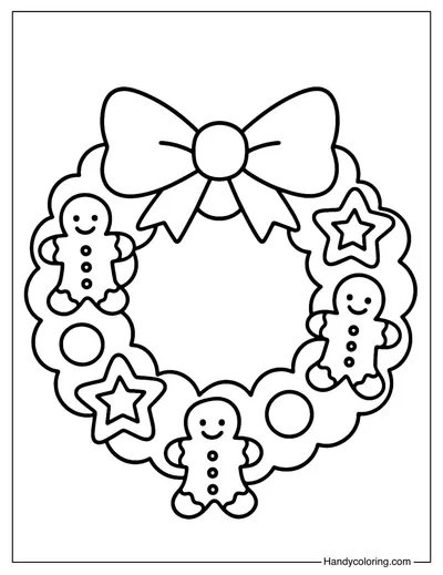 Cookie Christmas Wreath Coloring Page