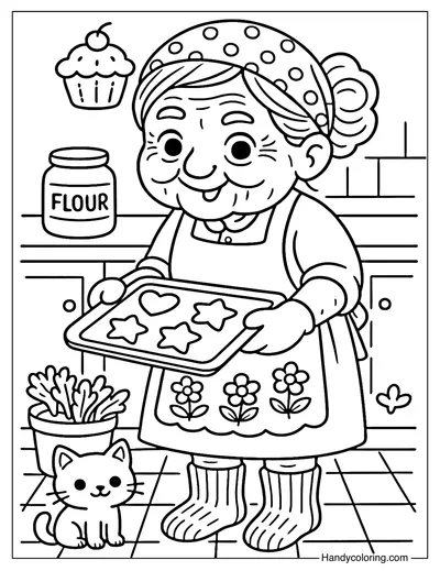 Cookie Grandma Coloring Page
