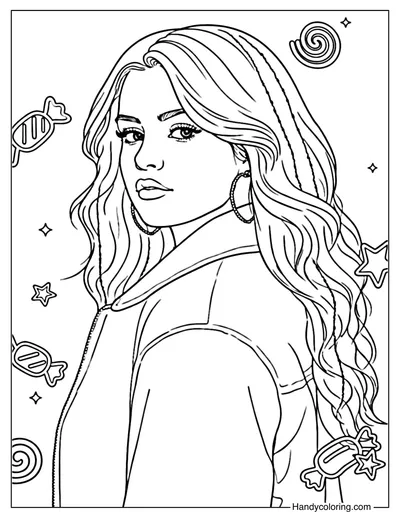 Cool Fashion Selena Gomez Coloring Page