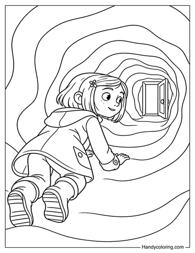 Coraline Crawling Through the Secret Tunnel