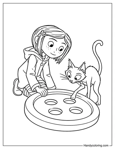 Coraline Discovering a Giant Button