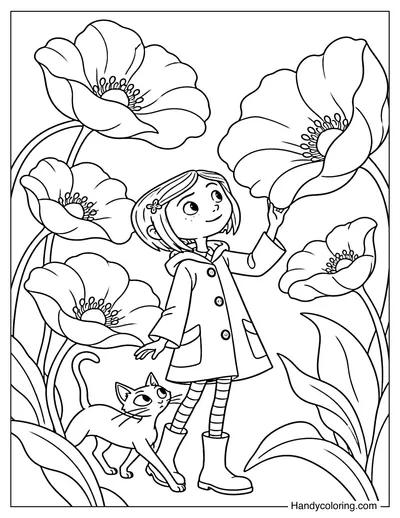 Coraline Exploring the Flower Garden