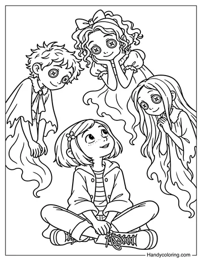 Coraline Meeting the Three Ghost Children