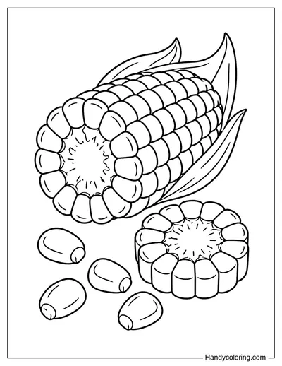 Corn Cob Cross Section with Loose Kernels