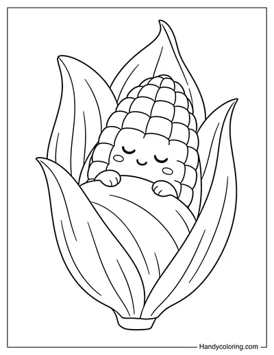 Corn Cob Sleeping in a Husk Bed