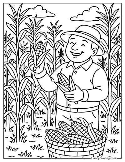 Corn Field Coloring Page