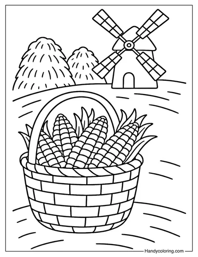 Corn Harvest Coloring Page
