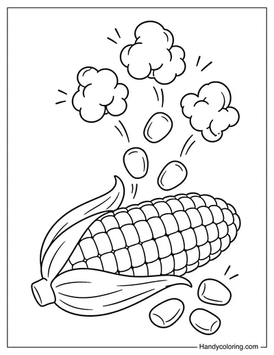 Corn Kernels Popping into Popcorn