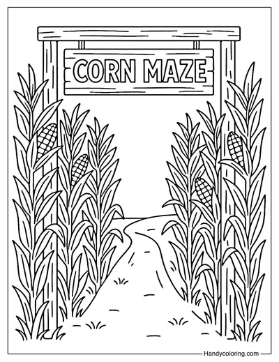 Corn Maze Gate Coloring Page