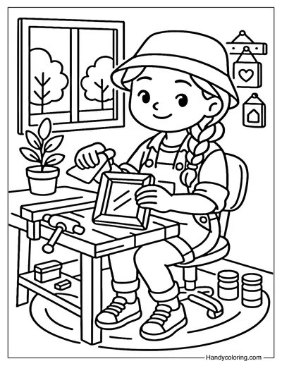 Corner Woodworking Coloring Page