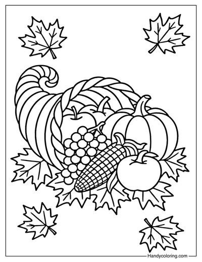 Cornucopia Basket Coloring Page
