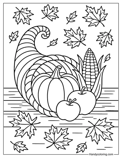 Cornucopia Thanksgiving Coloring Page