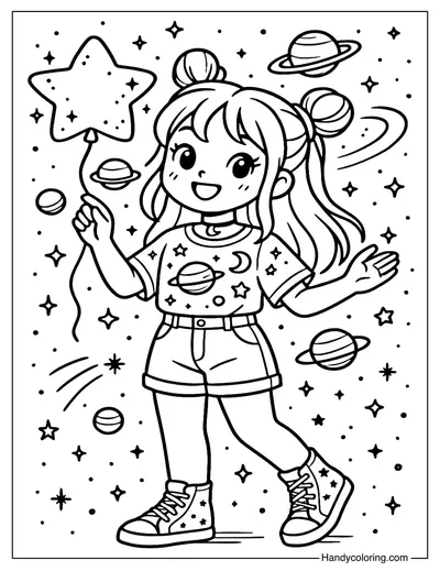 Cosmic Girl Coloring Page