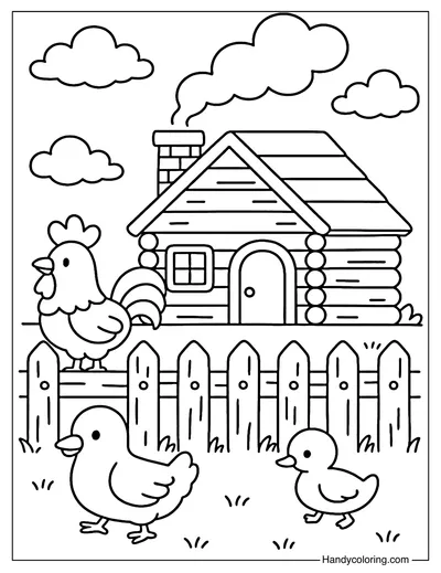 Cottage Fence Coloring Page