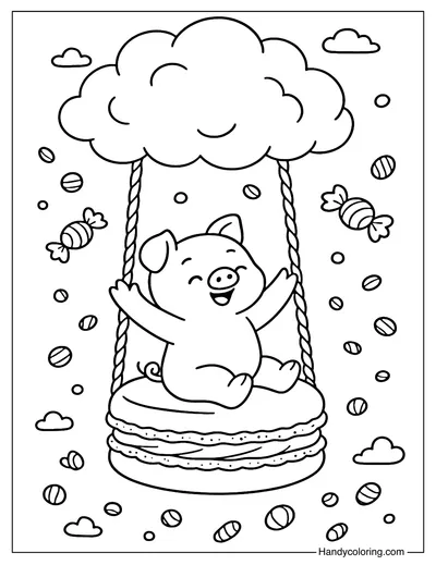 Cotton Candy Balloon Swing Coloring Page