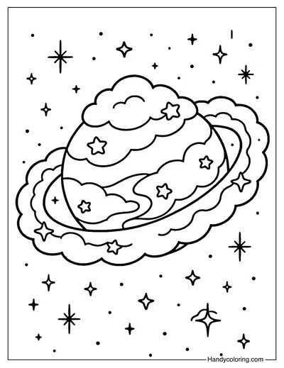 Cotton Star Orbit Coloring Page