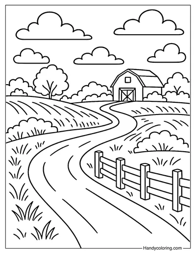 Country Road in Fall Coloring Page