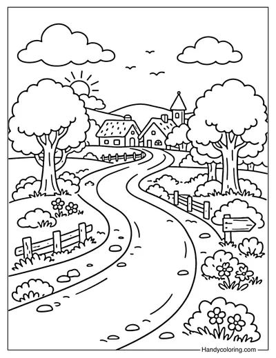 Countryside Road and Trees
