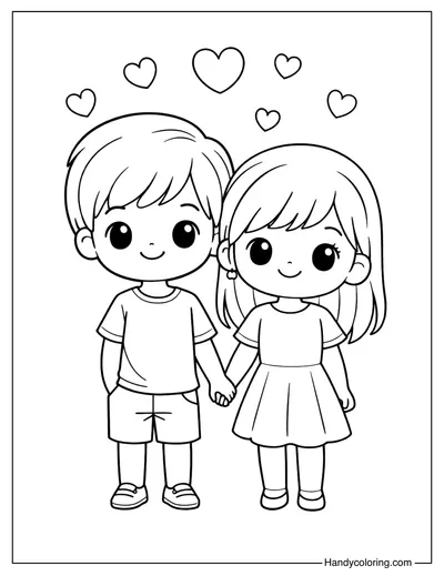 Couple Holding Hands Love Coloring Page