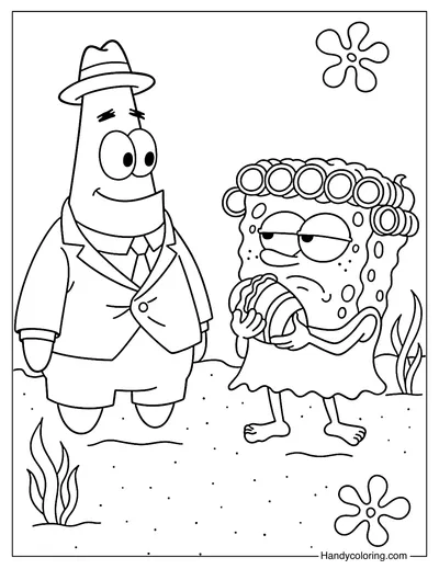 Couple Patrick and SpongeBob Coloring Page