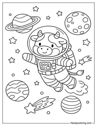 Cow Astronaut in Space