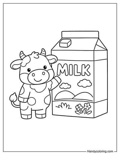 Cow Standing Next To A Milk Box