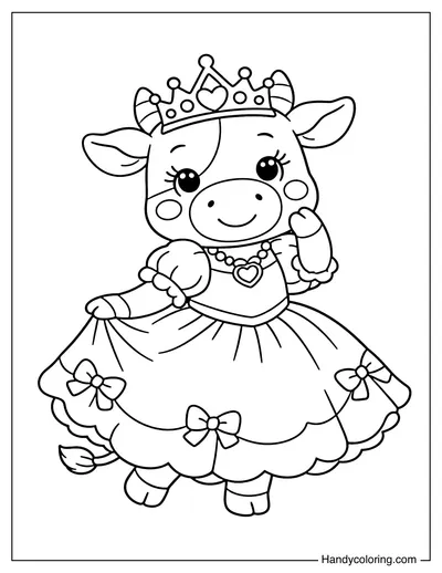 Cow Wearing Dress and Crown
