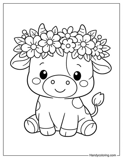 Cow Wearing Flower Crown