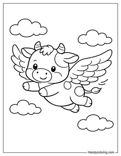 Cow with Wings Flying