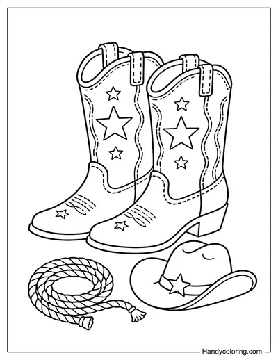 Cowboy Boots with Western Hat