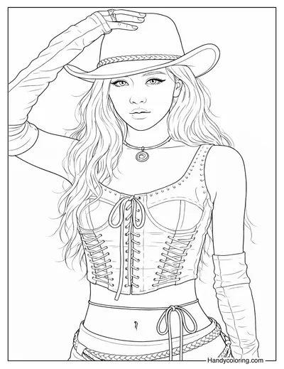 Cowgirl Rose Blackpink Coloring Page