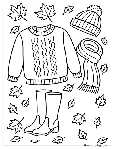 Cozy Autumn Outfit Coloring Page
