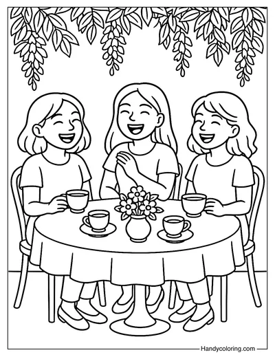 Cozy Cafe Chat Coloring Page