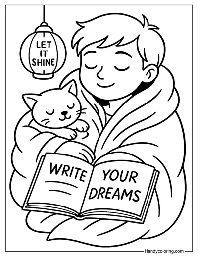 Cozy Dream Night Coloring Page