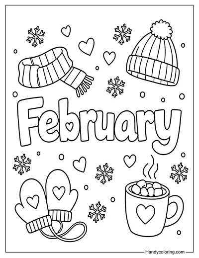 Cozy February Coloring Page