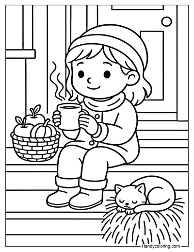 Cozy Harvest Tea Coloring Page