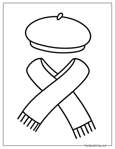 Cozy Hat and Scarf Coloring Page