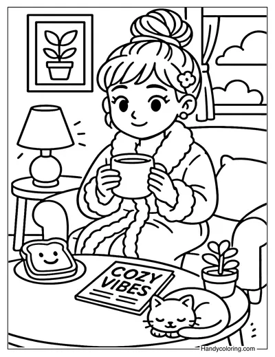 Cozy Morning Glow Coloring Page