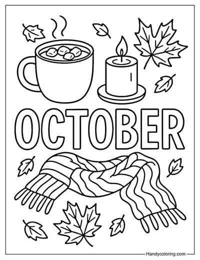 Cozy October Coloring Page