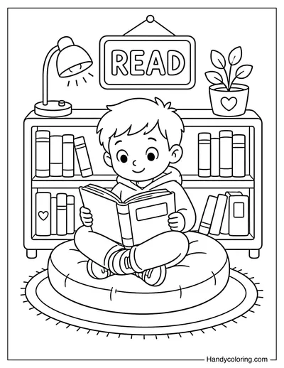 Cozy School Library Reading Corner