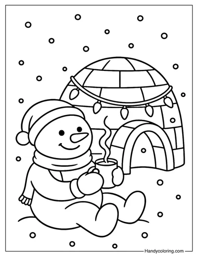 Cozy Snowman Coloring Page
