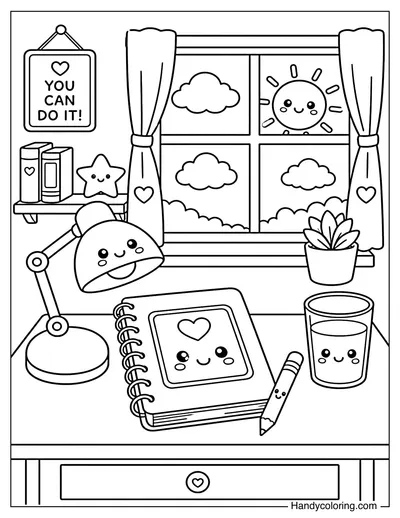 Cozy Study Desk with Happy Supplies