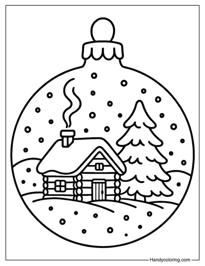 Cozy Village Ornament Coloring Page