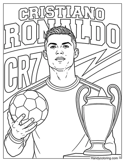 CR7 Cristiano Ronaldo with Ball and Trophy
